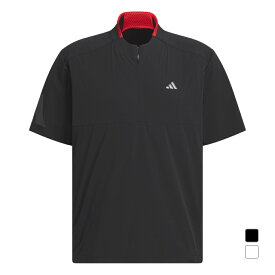 アディダス ゴルフウェア 半袖ウインドブレーカー 春 夏 アディゼロ 撥水 ハーフジップ 半袖ウィンドウ (KTN24) メンズ adidas