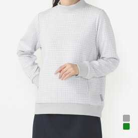 ティゴラ レディース ゴルフウェア 長袖トレーナー 秋 冬 長袖千鳥柄 モックネック トレーナー ストレッチ 吸水速乾 UVカット (TR-1L2544H) TIGORA