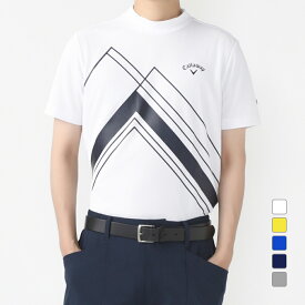 キャロウェイ ゴルフウェア 半袖シャツ 春 夏 パワーラインプリントクローズドカノコ半袖モックネックシャツ (C23134117) メンズ Callaway