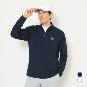 キャロウェイ ゴルフウェア 長袖シャツ 秋 冬 ロゴジャカードハーフジップモックネックシャツ (C25233102) メンズ Callaway