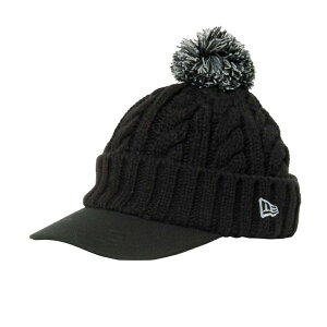 ニューエラ レディース ゴルフウェア ニット帽子 秋 冬 GFW VISOR KNIT POM BLK (14668993) NEW ERA