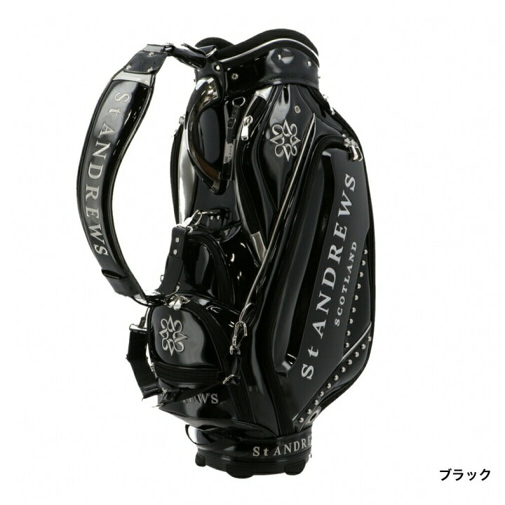 新品 St Andrews ゴルフバッグ ブラック エナメル スタッズ 9.5 （St 