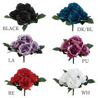 造花 とりよせ品 ラージローズブッシュ×5 薔薇 バラ 大きい 大輪 白 黒 青 紫 赤 パープル レッド ブラ…