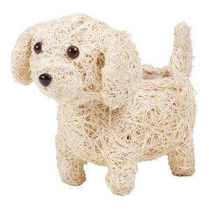鉢カバー ポットカバー とりよせ品 プードル ホワイト コロ 3号ポット ポットカバー シサル麻 動物 犬 イヌ いぬ インテリア ベース 観葉植物 ナチュラル グリーン 装飾 赤