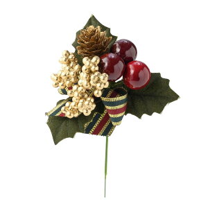 クリスマス 造花 とりよせ品 ベリーリボンピック ゴールド クリスマス クリスマス装飾 クリスマス飾り クリスマスアレンジ ラメ キラキラ 松ぼっくり まつぼっくり 造花 パレ