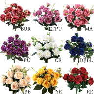 造花 とりよせ品 アロマローズブッシュ 花束 ブーケ バラ 薔薇 赤いバラ カップ咲き ピンク レッド 赤い…