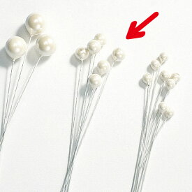 【P15倍 1/16まで！】 アレンジ用ピック 即日出荷 パールピック・中 10mm 白 (24本入り) スワッグ ブーケ リース アレンジ 花材 素材 材料 パーツ アレンジメント ナチュラル 自然素材 大地農園