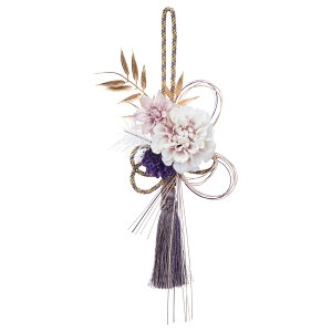 ★P10倍 10/14 20時から★ お正月飾り とりよせ品 ダリアとタッセルの壁飾り 天竺牡丹 てんじくぼたん テンジクボタン 縁起物 お正月 お正月アレンジ おめでた飾り 和 和風 白 アスカ ASCA アス