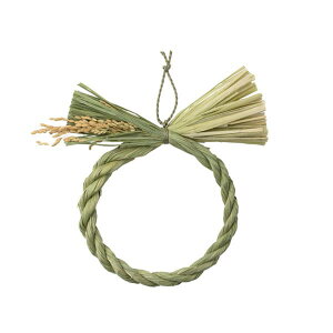 正月 花器 ベース とりよせ品 国産しめ縄(稲穂付) 15cm 正月飾り お正月飾り お正月リース しめ縄 注連縄 しめなわ 玄関 壁 スワッグ 吊るす 装飾 壁飾り わら わら束 パレ