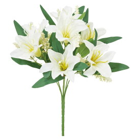 仏花 造花 とりよせ品 リリィブッシュ×7 百合 ユリ 白 ホワイト 花束 造花仏花 お供え花 供花 墓花 盆花 お盆 お彼岸 お葬式 お悔やみ花 仏事 花材 アスカ ASCA アスカ商会