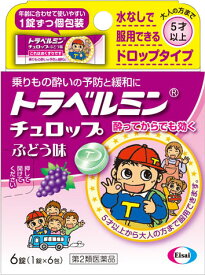 【第2類医薬品】トラベルミン チュロップ ぶどう味 6錠【エーザイ】
