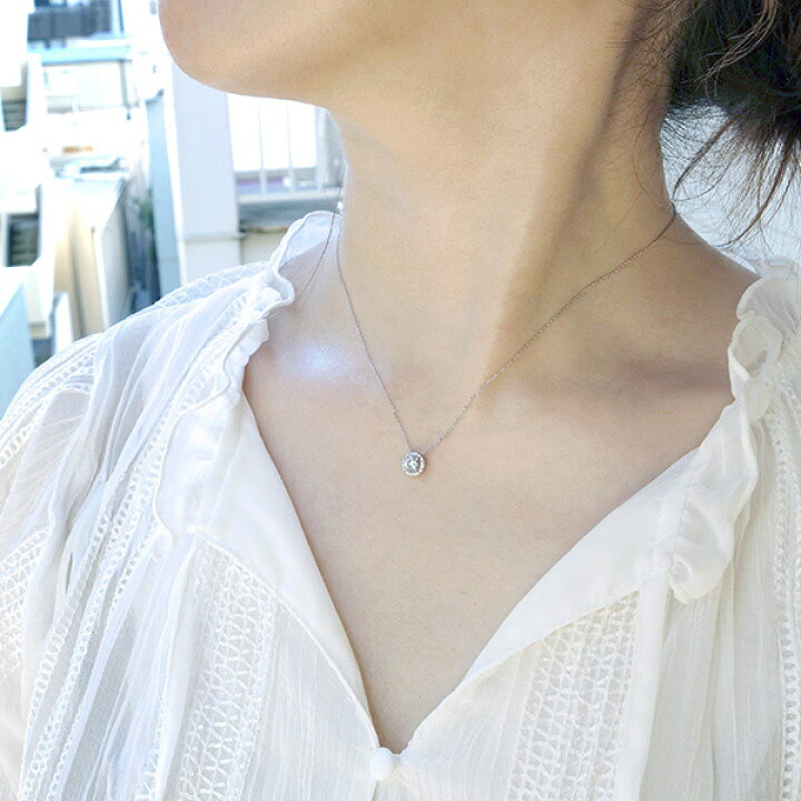 楽天市場】プラチナダイヤモンドヘイローネックレス 0.30ct-Dカラー 