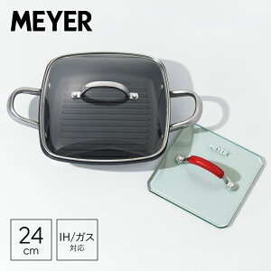 �}�C���[(Meyer) �X�N�G�A�O�����p�� 24cm RED IH �K�X�� �ł����ɂ��� PFOA�t���[ �� �X�e�[�L ��