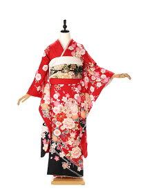 振袖 レンタル 成人式 ふりそで furisode　二十歳のお祝い せいじんしき 20歳 女性 着物 正絹 赤 302 【レンタル】