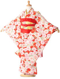 七五三 着物 7歳 フルセット レンタル 七五三 レンタル 7歳 女の子 送料 無料 結び帯 日本製 式部浪漫 115cm 120cm 125cm 赤 jk7564【レンタル】