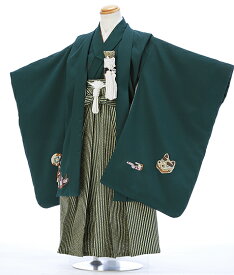 七五三 レンタル 5歳 男の子 かんたん 簡単着付 フルセット七五三 5歳 袴 レンタル フルセット 5歳 男の子 ベーシック 袴サイズ 105cm 110cm 115cm 送料無料 化繊 緑色 5083 【レンタル】