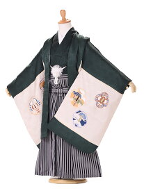 【本格手描き友禅】絹きもの 正絹 高級きもの 正絹 高級きもの袴 呉服屋品質高級衣装【七五三 男の子 着物セット 5歳】 袴レンタル 5才 五歳 753 男児 しちごさん 身長105cm 110cm 115cm 深緑 [往復送料無料 ] 5681【レンタル】