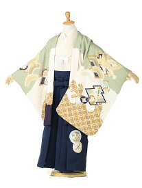 レンタル 5歳 男の子 かんたん 簡単着付 フルセット七五三 5歳 男の子 レンタル フルセット 袴 子供袴レンタル 袴サイズ 105cm 110cm 115cm 送料無料 日本製 薄緑 獅子 5728【レンタル】