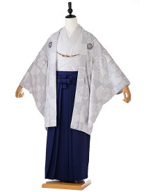 【華徒然】京都丸紅 ブランド 簡単着付け袴 かんたん【袴レンタル 小学生 卒業式】【男の子】子供用 ジュニア 化繊 羽織 着物 袴 145cm 150cm 155cm フルセット 6年生 白×青 FC1422【レンタル】