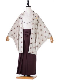 【JAPANSTYLE】京都丸紅 ブランド 簡単着付け袴 かんたん【袴レンタル 小学生 卒業式】【男の子】子供用 ジュニア 化繊 羽織 着物 袴 145cm 150cm 155cm フルセット 6年生 白 FC1424【レンタル】