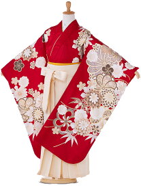 【卒園式 女の子 袴】着物レンタル 身長115cm 120cm 125cm 7歳 保育園 幼稚園 園児 往復送料無料 モダン 赤 white hK7680【レンタル】