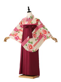 【卒業式 袴 レンタル 小学生】【女の子 小学生卒業式フルセット】 女袴 小振袖 はかま ハカマ 着物レンタル 中学生 Sサイズ 写真撮影 前撮り 送料無料 女袴 148cm-153cm 椿 red IAR0197【レンタル】