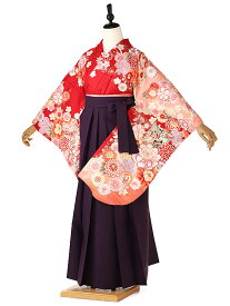 【卒業式 袴 レンタル 小学生】【女の子 小学生卒業式フルセット】 女袴 小振袖 はかま ハカマ 着物レンタル 中学生 Sサイズ 写真撮影 前撮り 送料無料 女袴 148cm-153cm 赤 古典柄 purple IAR0203【レンタル】