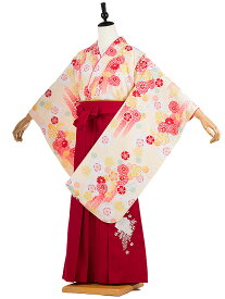 卒業式 簡単 着付け 袴セット 女の子 簡易袴 かんたん袴 簡単袴セット フルセット 着付け 不要 袴 小学生 【148cm-153cm】フルセット 黄色 ねじり梅菊 エンジ牡丹 red 往復送料無料 0089【レンタル】