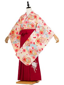 卒業式 簡単 着付け 袴セット 女の子 簡易袴 かんたん袴 簡単袴セット フルセット 着付け 不要 袴 小学生 【148cm-153cm】フルセット 黄色 桜小槌 エンジ牡丹 red 往復送料無料 0090【レンタル】