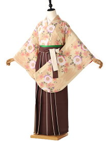 【卒業式 袴 レンタル 大き目小学生】【女の子 小学生卒業式フルセット】 女袴 小振袖 はかま ハカマ 着物レンタル 京都仕入着物 中学生 写真撮影 前撮り 送料無料 女袴 153cm-158cm 黄色 桜 brown IAG9081【レンタル】