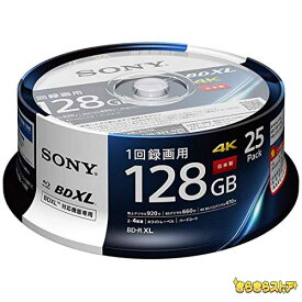 サイズ：25枚(383時間) ソニー 日本製 ブルーレイディスク BD-R XL 128GB (1枚あたり地デジ約15時間) 1回録画用 25枚入り 4倍速ダビング対応 ケース無し 25BNR4VAPP4