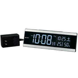 セイコー　交流式デジタル電波目ざまし時計（カラーLED表示）　DL306S 銀色ヘアライン