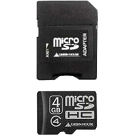 グリーンハウス　microSDHCメモリーカード（SDHC変換アダプタ付き／防水仕様）　「Class4対応／4GB」　GH-SDMRHC4G4?