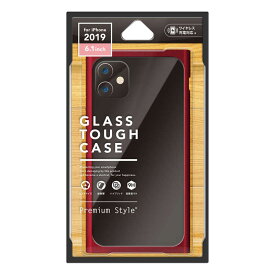 PGA　iPhone　11　6．1インチ用　クリアガラスタフケース　スクエア型　レッド　PG-19BGT12RD レッド