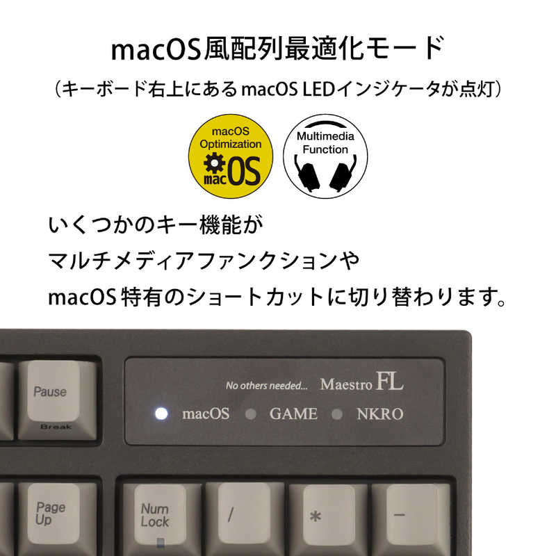 アーキス メカニカル キーボード Maestro FL 日本語配列 キー数: 108(かな印字有り)キートップ引き抜き工具付属 CHERRY