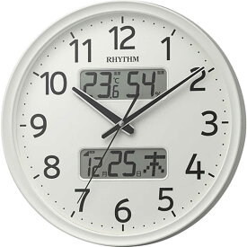 リズム時計　RHYTHM　温度・湿度計付電波掛け時計「フィットウェーブリブA03」　8FYA03SR03
