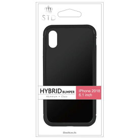 OWLTECH　iPhone　XR　6．1インチ対応　ハイブリッド＋ガラス背面ケース　ブラック　OWLCVIA6113BK