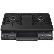 リンナイ　Rinnai　ガステーブルコンロ 片面焼き水なしグリル[2口 /左強火] ブラック [約60cm /都市ガス1…