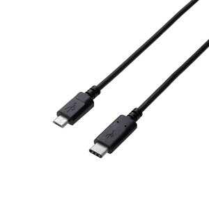 �G���R���@ELECOM�@1.0m[USB-C��micro USB]2.0�P�[�u�� �[�d�E�]�� �u���b�N�@U2C-CMB10NBK