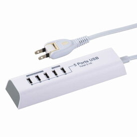 オーム電機　モバイル充電タップ　USB5個口　1．5m　　SMP-U55D3-W ホワイト [1.5m]