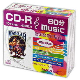 HIDISC　CD−R音楽用　80分　32倍速対応　10枚　5mmSlimケース入りホワイトワイドプリンタブル　HDCR80GMP10SC