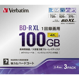VERBATIMJAPAN　インジェットプリント対応　録画用BD−R　XL　100GB　3枚　VBR520YP3D3
