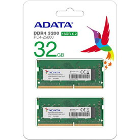ADATA　増設用メモリ ノート用 DDR4-3200 PC4-25600 260PIN[SO-DIMM DDR4 /16GB /2枚]　AD4S320016G22-DTGN