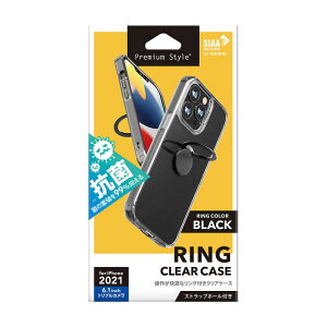 PGA�@iPhone 13 Pro �����O�t �R�ۃn�C�u���b�h�P�[�X �u���b�N Premium Style �N���A�@PG-21NPT06BK