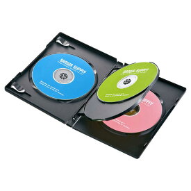 サンワサプライ　DVDトールケース（4枚収納・3枚セット・ブラック）　DVD-TN4-03BKN