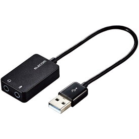 エレコム　ELECOM　オーディオ変換プラグ [USB-A オス→メス φ3.5mmx2] Windows11 Mac対応 ブラック　USB-AADC02BK