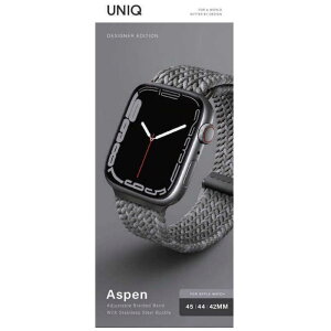 KENZAN@ASPEN DESIGNER EDITION BRAIDED APPLE WATCH STRAP 45/44/42MM - PEBBLE GREY@UNIQ45MMASPDEPGRY