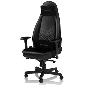 NOBLECHAIRS�@�Q�[�~���O�`�F�A ICON Real Leather �{�v�i�l�b�N�s���[ �����o�[�T�|�[�g�t�j �u���b�N�@NBL-ICN-RLBLA-SGL