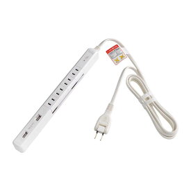 ELPA　スリム回転USBタップ 4個口 2ポート 2m 白色 [2.0m /4個口 /スイッチ無 /2ポート]　WBS-SL402USB(W)