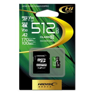 HIDISC@microSDXCJ[h  R170V[Y (512GB/Class10)@HDMCSDX512GA2V30PRO